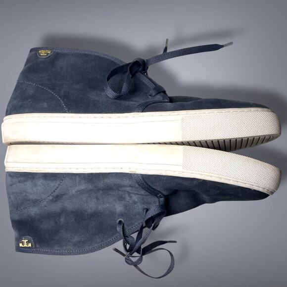 Women's TORY BURCH Blue Suede Cozy Slpper Boots Paisley Lining Rubber Sole EUC - Picture 5 of 12